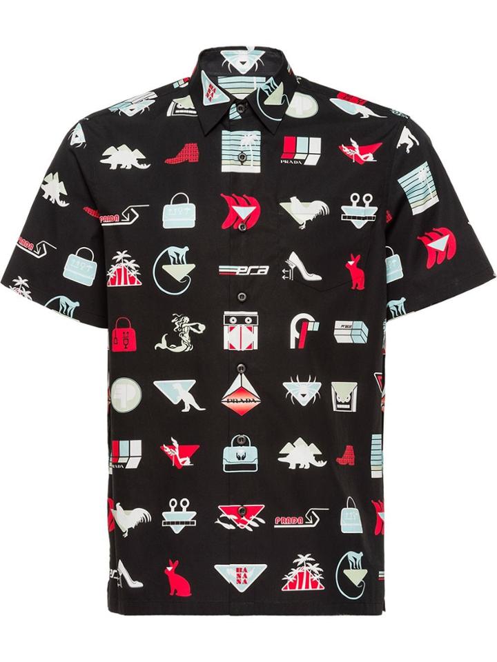 Prada Short-sleeved Poplin Shirt - Black