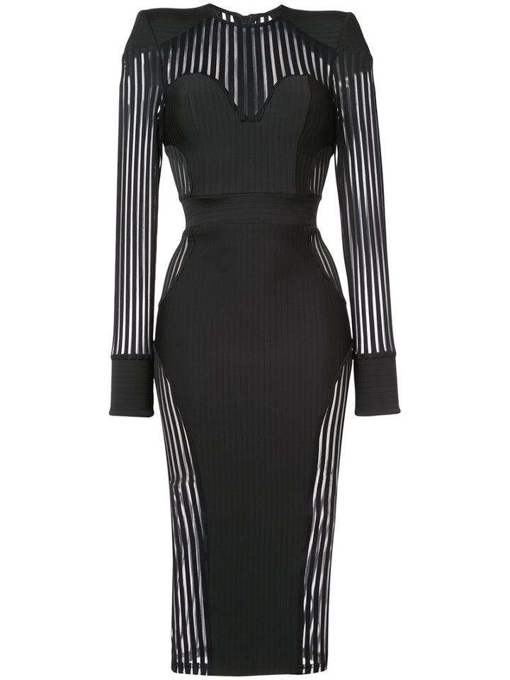 Zhivago - Sheer Panel Fitted Dress - Women - Polyester/spandex/elastane - Xs, Black, Polyester/spandex/elastane
