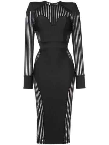 Zhivago - Sheer Panel Fitted Dress - Women - Polyester/spandex/elastane - Xs, Black, Polyester/spandex/elastane