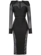 Zhivago - Sheer Panel Fitted Dress - Women - Polyester/spandex/elastane - Xs, Black, Polyester/spandex/elastane