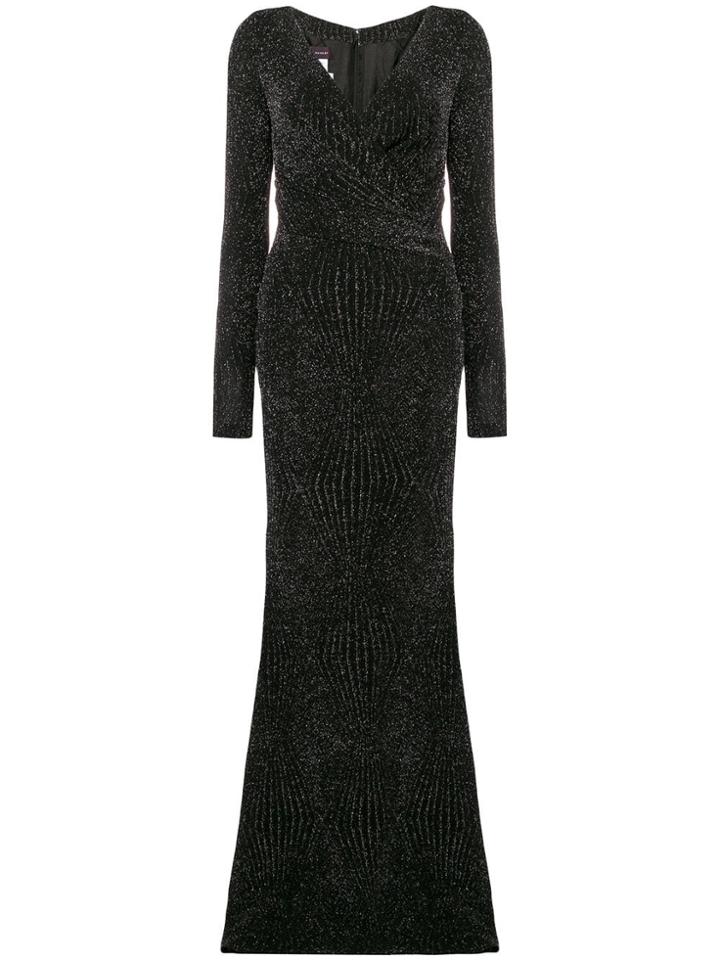Talbot Runhof Lamé Draped Gown - Black