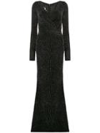 Talbot Runhof Lamé Draped Gown - Black