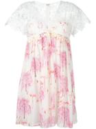 Giamba Floral Lace Babydoll Dress, Women's, Size: 42, White, Silk/polyester