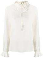 Goat Irving Frill Neck Blouse - Neutrals
