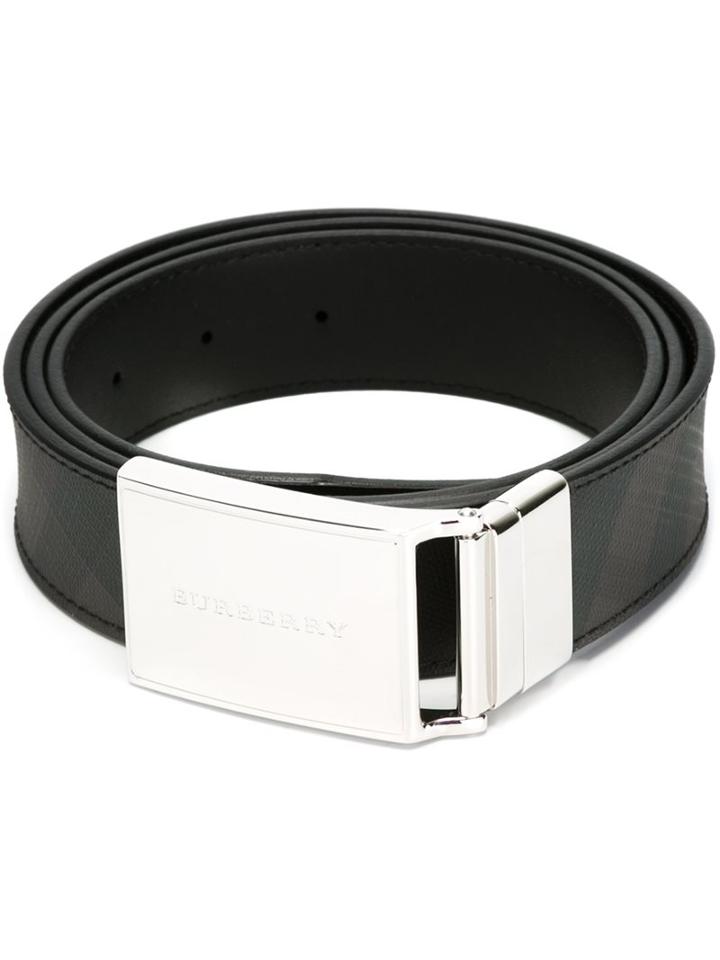 Burberry 'charles' Buckled Belt, Men's, Black, Leather/polyamide