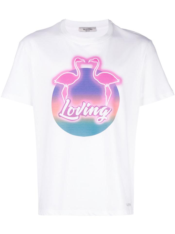 Valentino Flamingos Print T-shirt - White