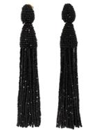 Oscar De La Renta Beaded Pendant Earrings - Black