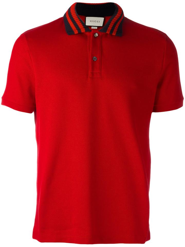 Gucci - Striped Collar Polo Shirt - Men - Cotton/spandex/elastane - S, Red, Cotton/spandex/elastane