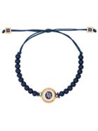 Dolce & Gabbana Beaded Bracelet With Logo Charm - Blue