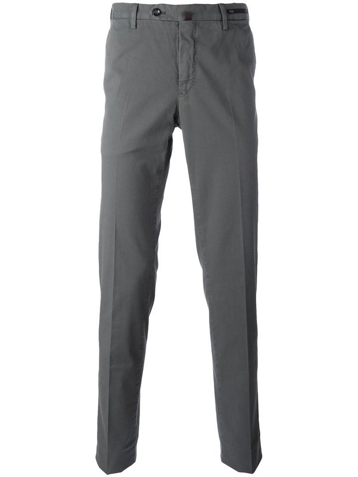 Pt01 Off Centre Button Chinos, Men's, Size: 48, Grey, Cotton/spandex/elastane