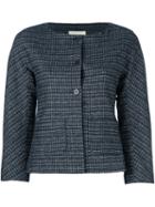 L'autre Chose Plaid Cropped Fitted Jacket, Women's, Size: 40, Blue, Acrylic/polyamide/polyester/wool