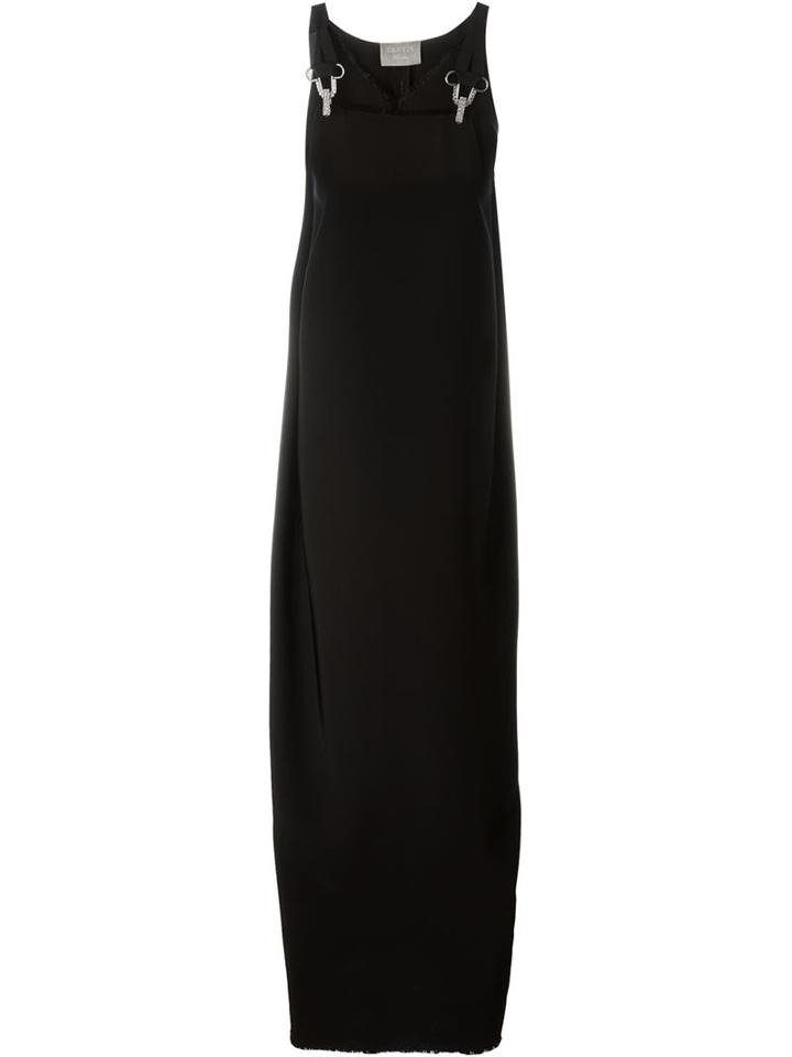Lanvin Strap Jewel Detail Maxi Dress, Women's, Size: 40, Black, Triacetate/viscose