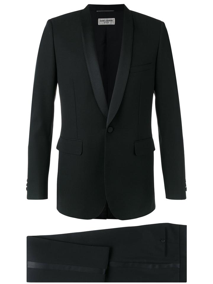 Saint Laurent Formal Suit, Men's, Size: 44, Black, Virgin Wool/polyester/cotton/silk