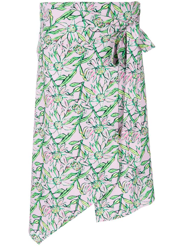 Dodo Bar Or Asymmetric Floral Print Skirt - Pink & Purple