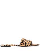 Gianvito Rossi Leopard Print Slip-on Sandals - Neutrals