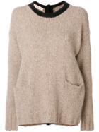 Marni Contrast Collar Sweater - Nude & Neutrals