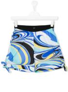 Emilio Pucci Junior Swirl Print Shorts - Blue