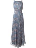 Valentino Bird Print Evening Dress, Women's, Size: 36, Blue, Silk/polyamide/spandex/elastane