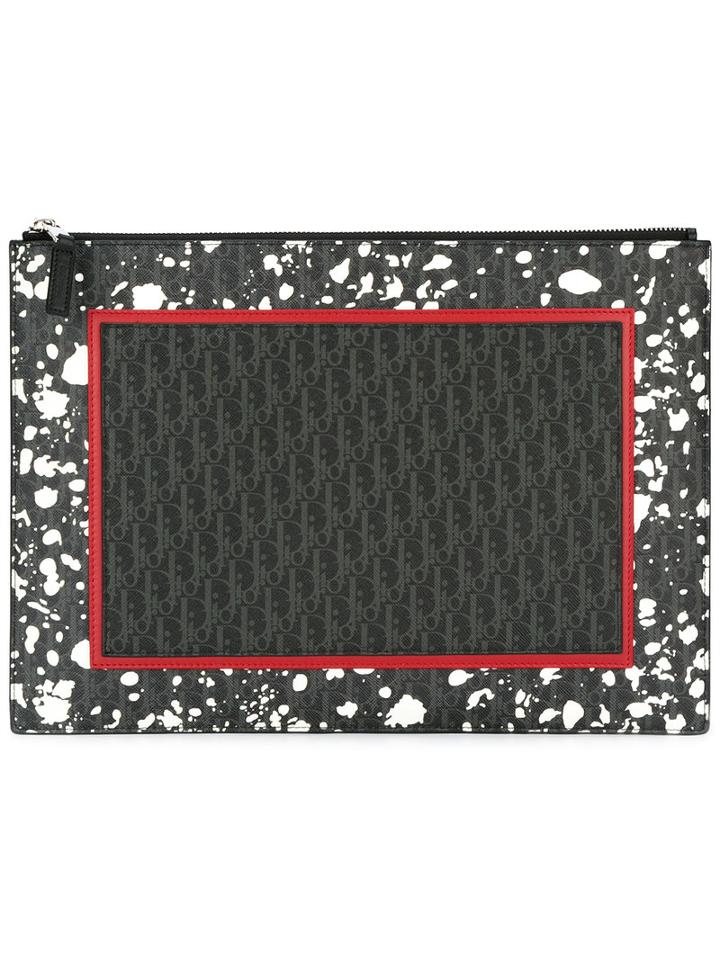 Dior Homme Contrast Clutch Bag, Men's, Black, Calf Leather