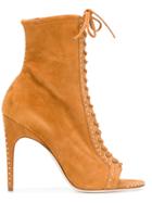 Sergio Rossi Open Toe Lace-up Boots - Brown
