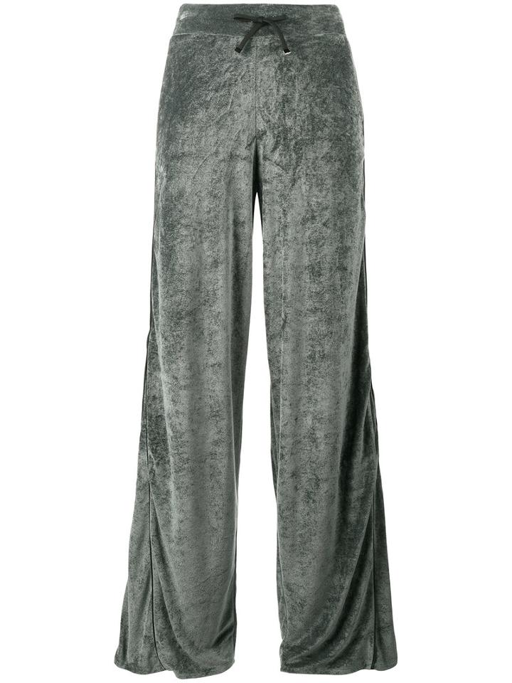 Lot78 - Velvet Wide Leg Track Pants - Women - Polyester/viscose - M, Green, Polyester/viscose