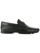 Versace Crocodile Effect Signature Loafers - Black