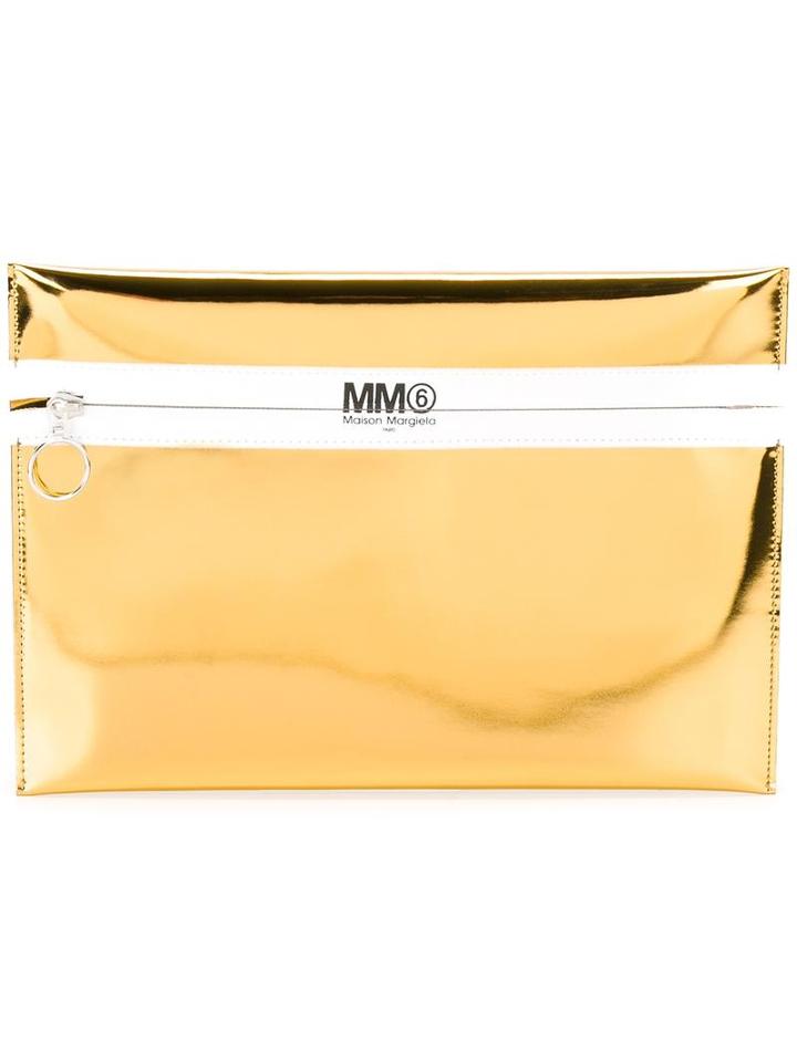 Mm6 Maison Margiela 'busta' Zipped Clutch, Women's, Grey, Polyester/polyurethane