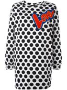 Love Moschino Polka Dot Sweatshirt Dress, Women's, Size: 40, White, Cotton/polyester