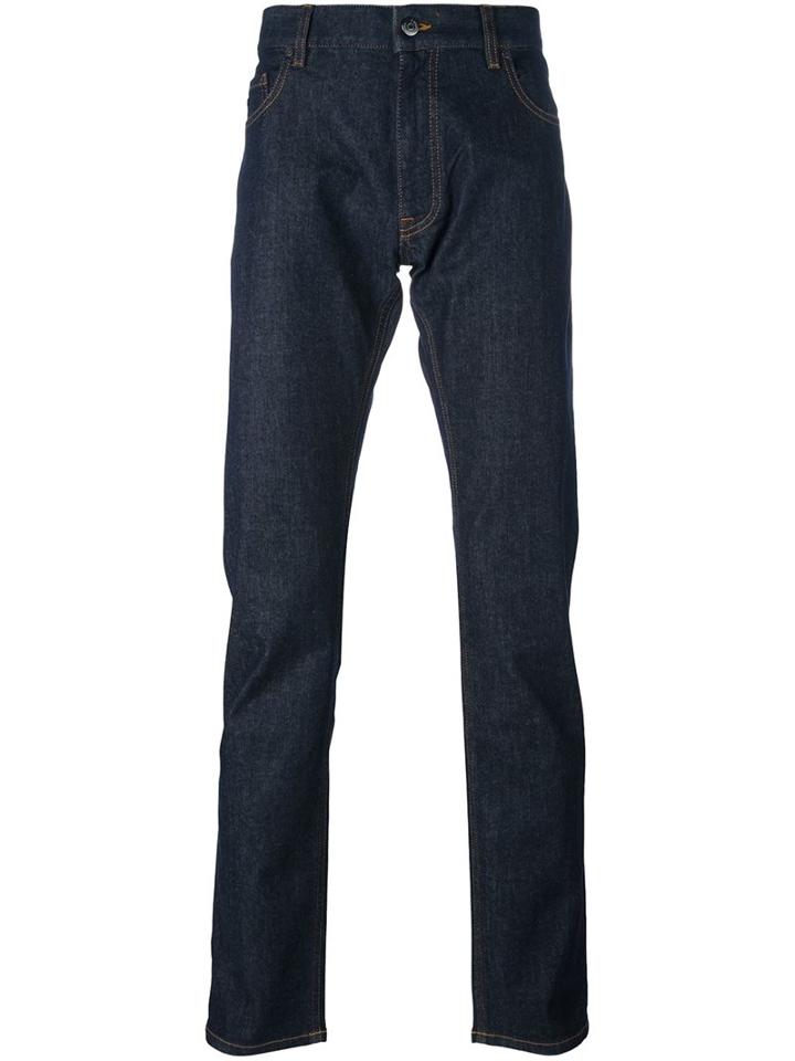 Z Zegna Stretch Straight Trousers, Men's, Size: 34, Blue, Cotton/spandex/elastane