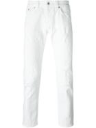 Dondup Distressed Straight Leg Jeans, Men's, Size: 32, White, Cotton/spandex/elastane