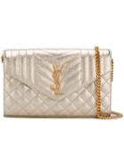Saint Laurent Monogram Chain Wallet, Women's, Grey, Leather