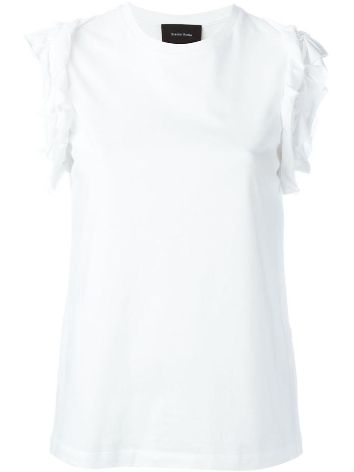Simone Rocha Ruffled Sleeve T-shirt, Women's, Size: Medium, White, Cotton