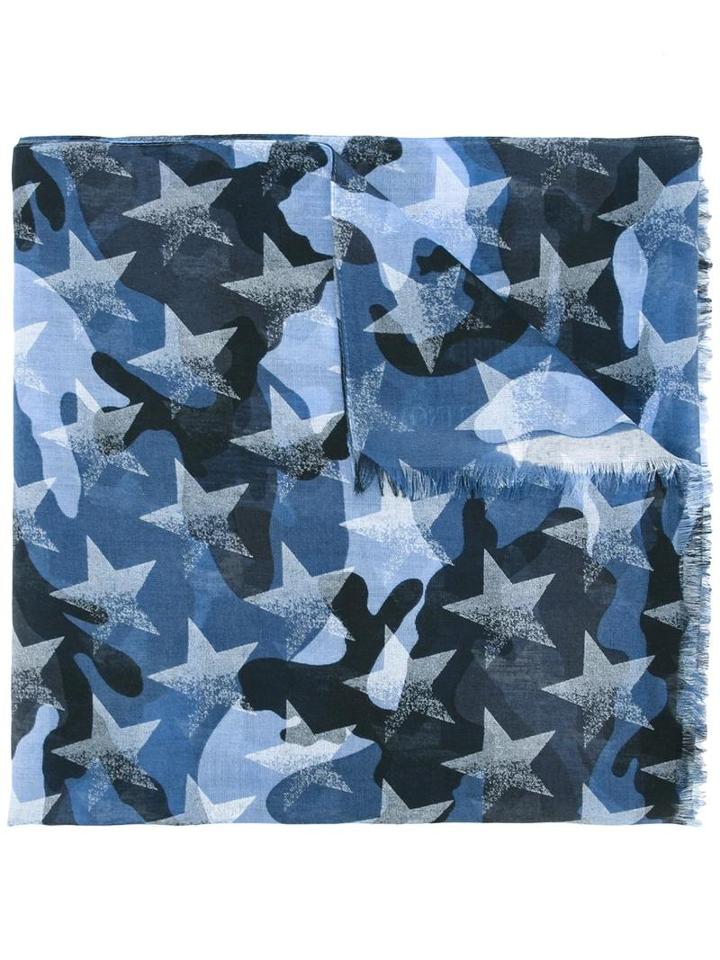 Valentino Valentino Garavani Camustars Scarf, Men's, Blue, Silk/cashmere