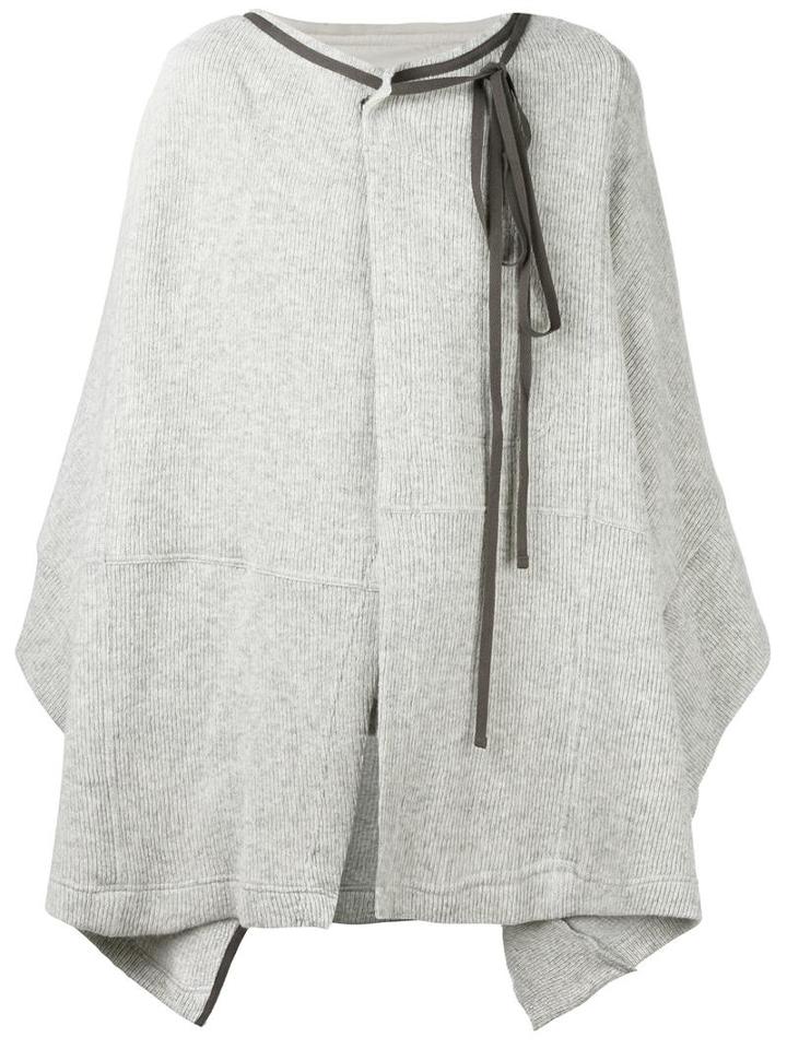 Yohji Yamamoto Ribbed Knit Poncho, Men's, Size: 2, Grey, Cotton/nylon/wool