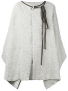 Yohji Yamamoto Ribbed Knit Poncho, Men's, Size: 2, Grey, Cotton/nylon/wool