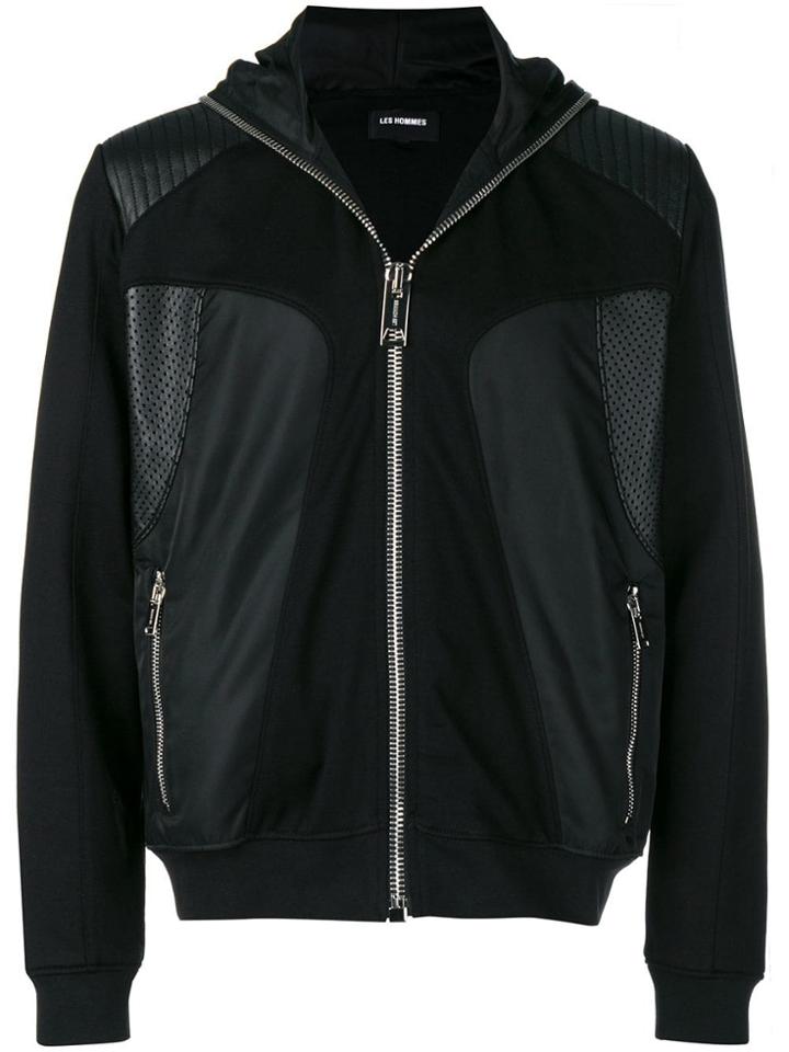 Les Hommes Hooded Technical-style Jacket - Black