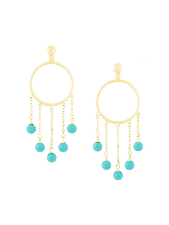 Eshvi Fang Pearl Drop Earrings - Metallic