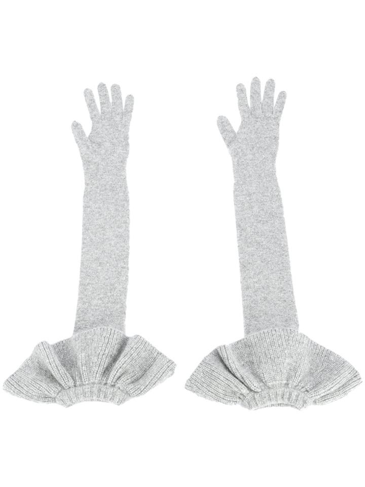 Irene Raffle Knit Gloves - Grey