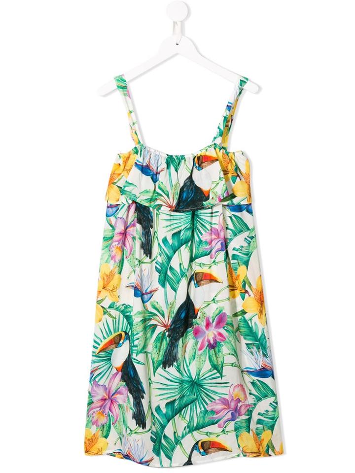 Mc2 Saint Barth Kids Tropical Print Dress - Neutrals