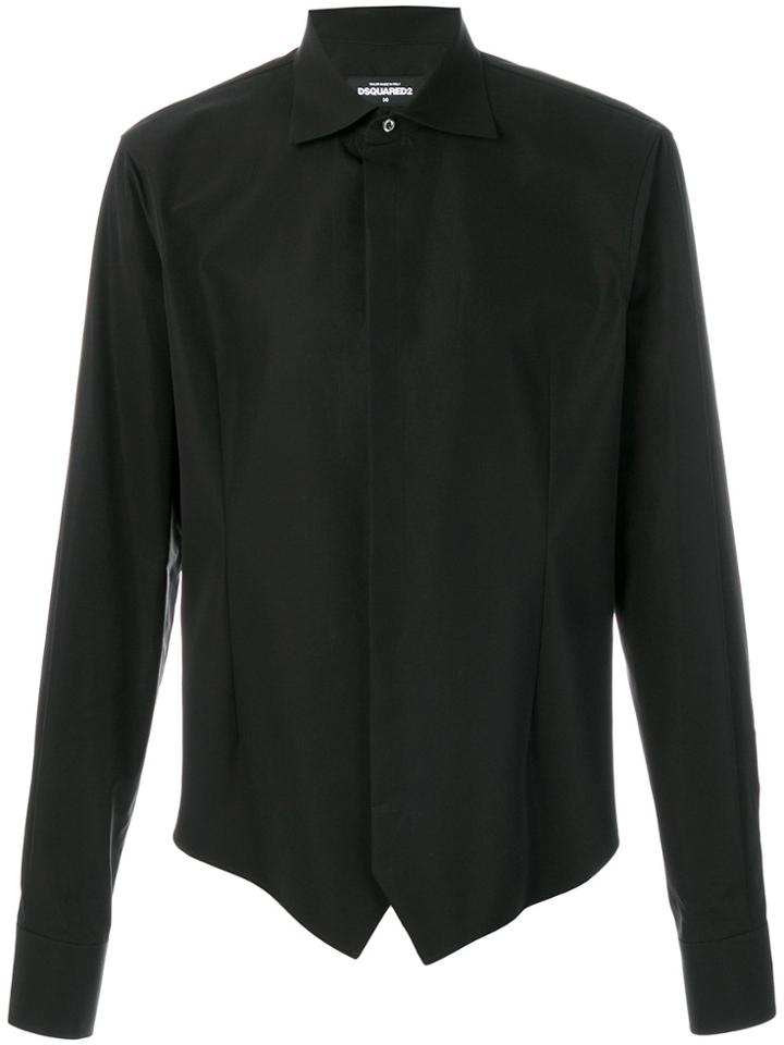 Dsquared2 Spread Collar Poplin Tux Shirt - Black