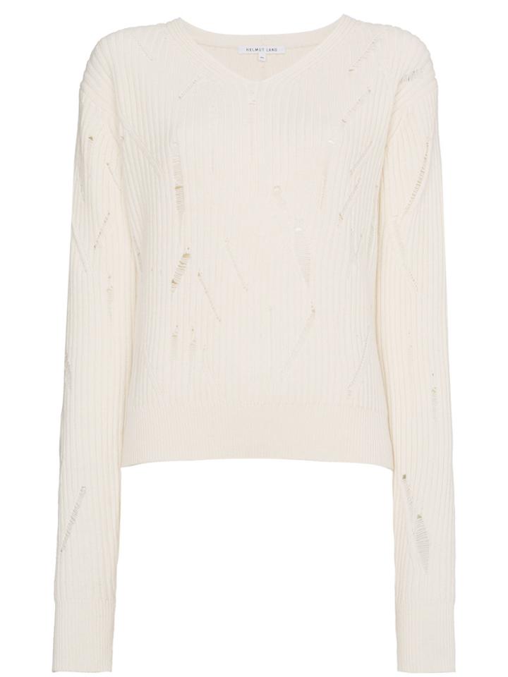 Helmut Lang Distressed Ribbed Jumper - Nude & Neutrals