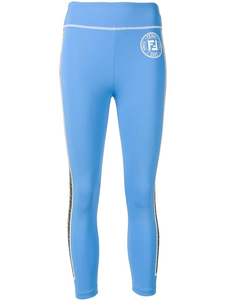 Fendi Logo Stripe Leggings - Blue