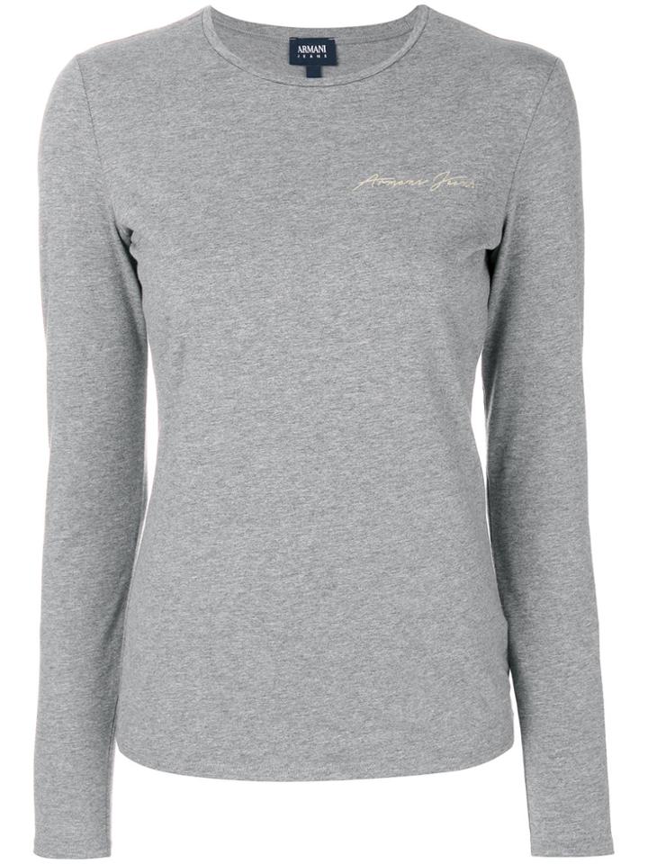 Armani Jeans Logo Print Top - Grey
