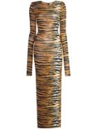 Alexandre Vauthier Tiger Print Jersey Dress - Brown