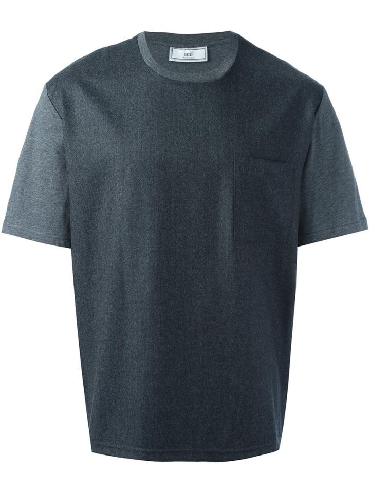 Ami Alexandre Mattiussi Wide Sleeve T-shirt, Men's, Size: Xs, Grey, Cotton/wool
