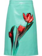 Prada Tulip Print A-line Skirt - Blue