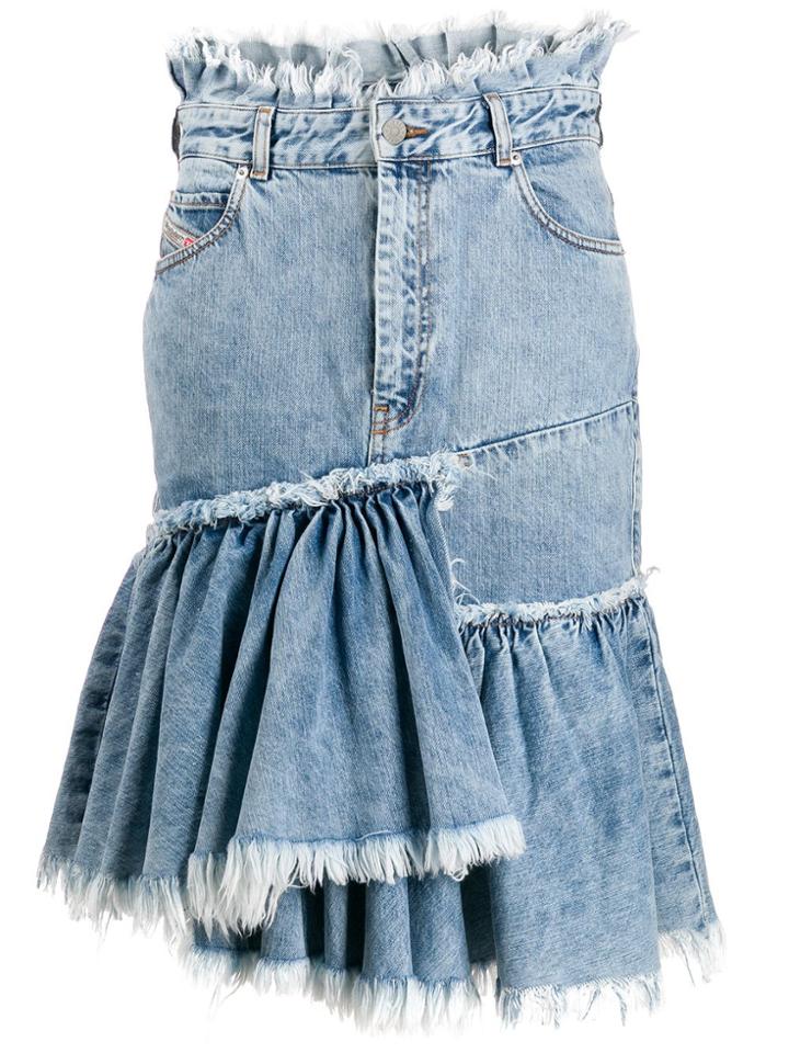 Diesel Frayed Edge Denim Skirt - Blue