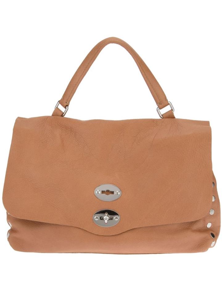 Zanellato Studded Satchel, Women's, Brown, Leather