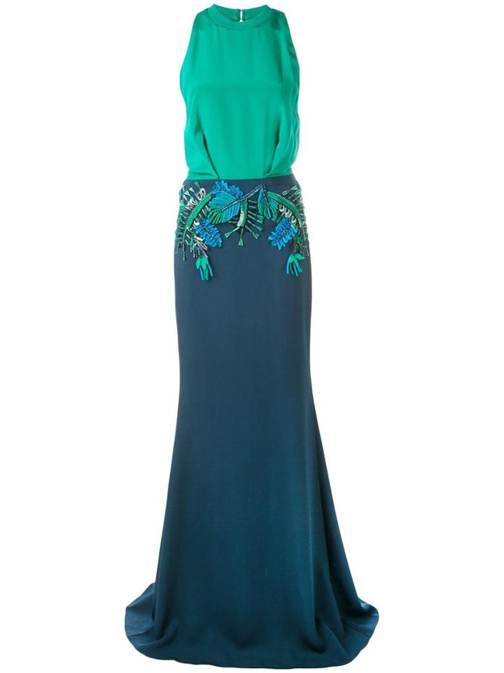 Cushnie Floral Appliqué Dress - Green