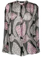 Isabel Marant Plisse Band Collar Shirt - Black